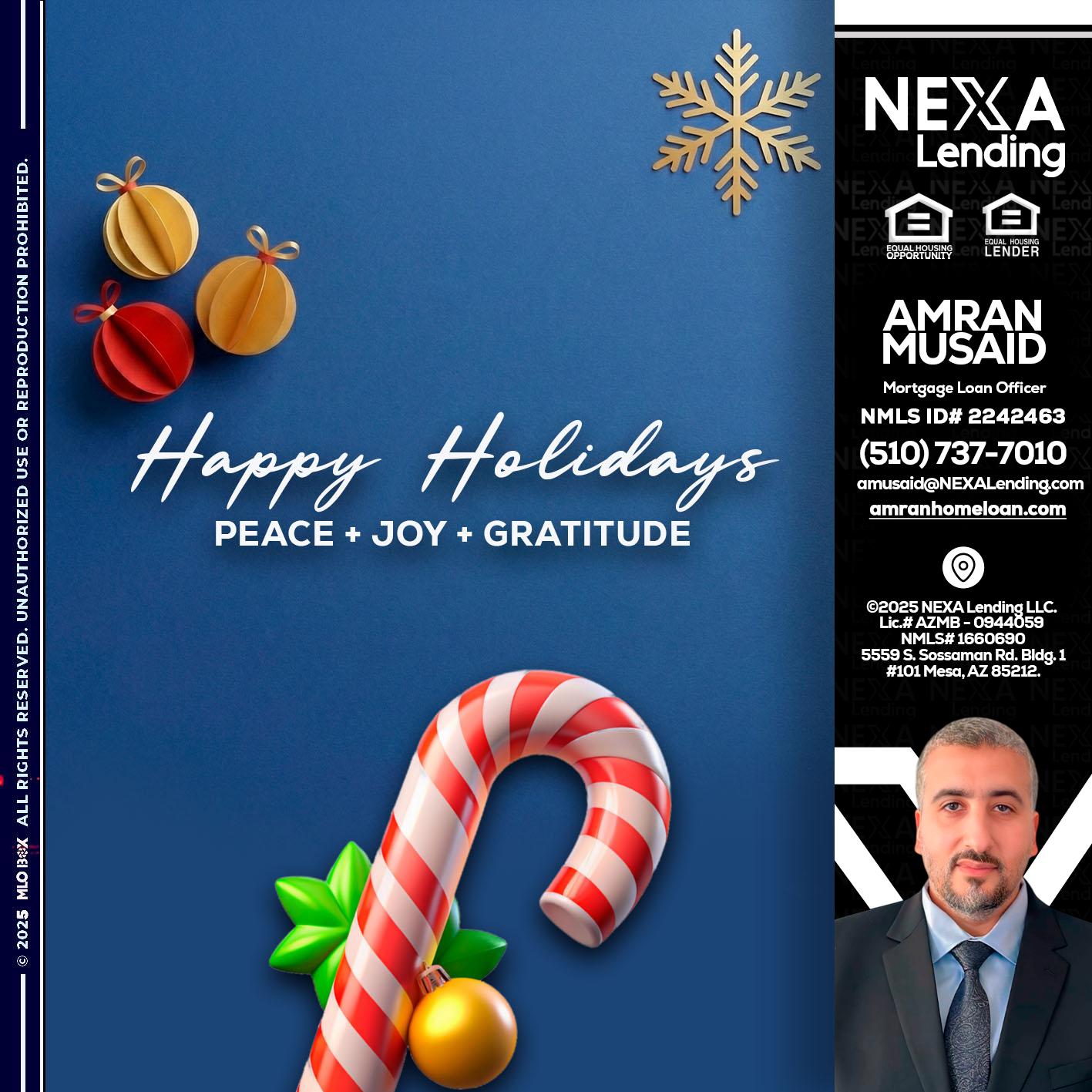 HAPPY HOLIDAYS - Amran Musaid -Mortgage Loan Officer
