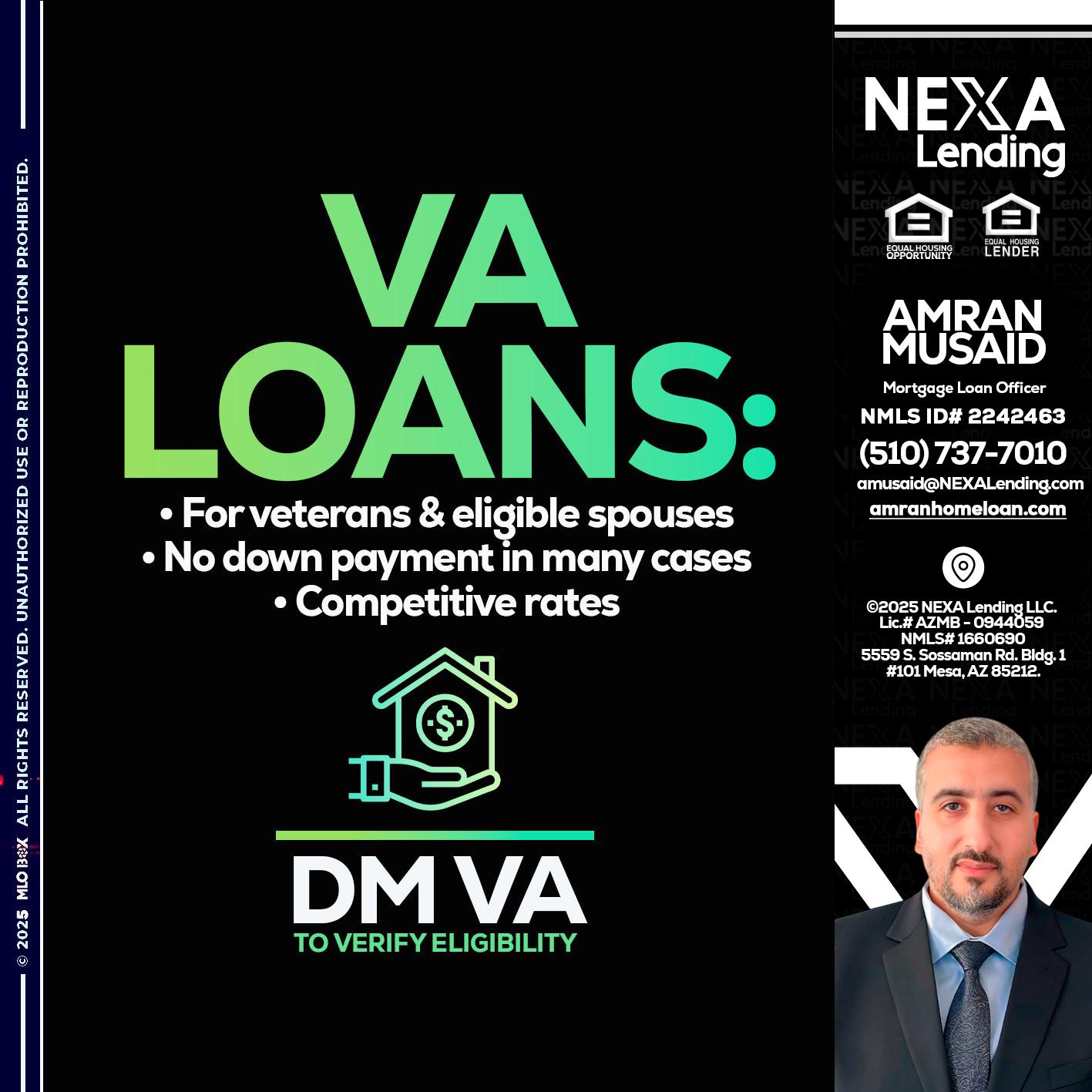 VA LOANS - Amran Musaid -Mortgage Loan Officer