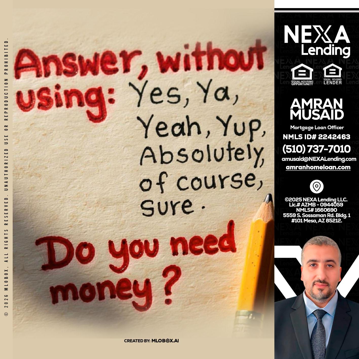 answer without - Amran Musaid -Mortgage Loan Officer