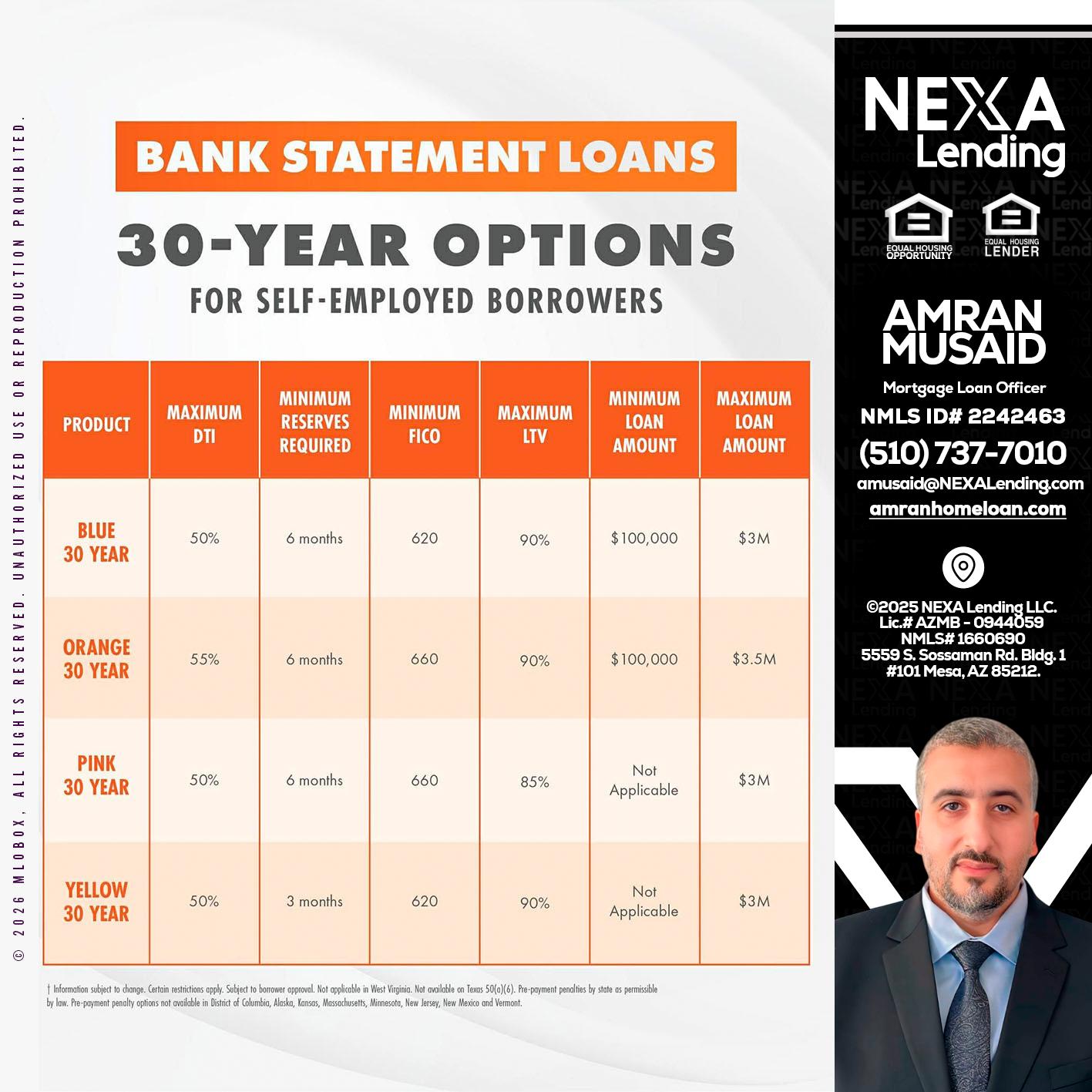 30 YEARS OPTIONS - Amran Musaid -Mortgage Loan Officer