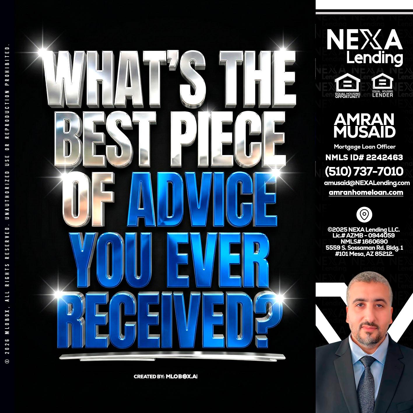 WHATS THE BEST - Amran Musaid -Mortgage Loan Officer