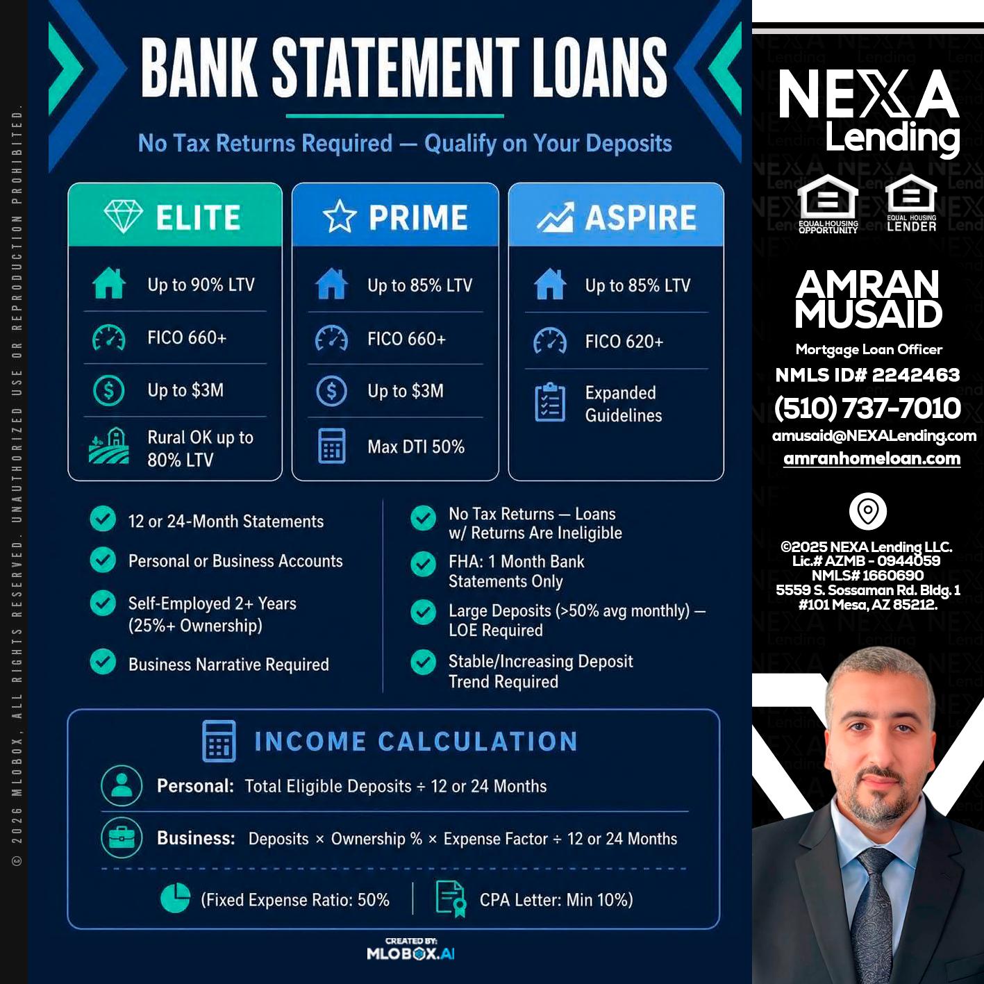 BANK STATEMENT - Amran Musaid -Mortgage Loan Officer
