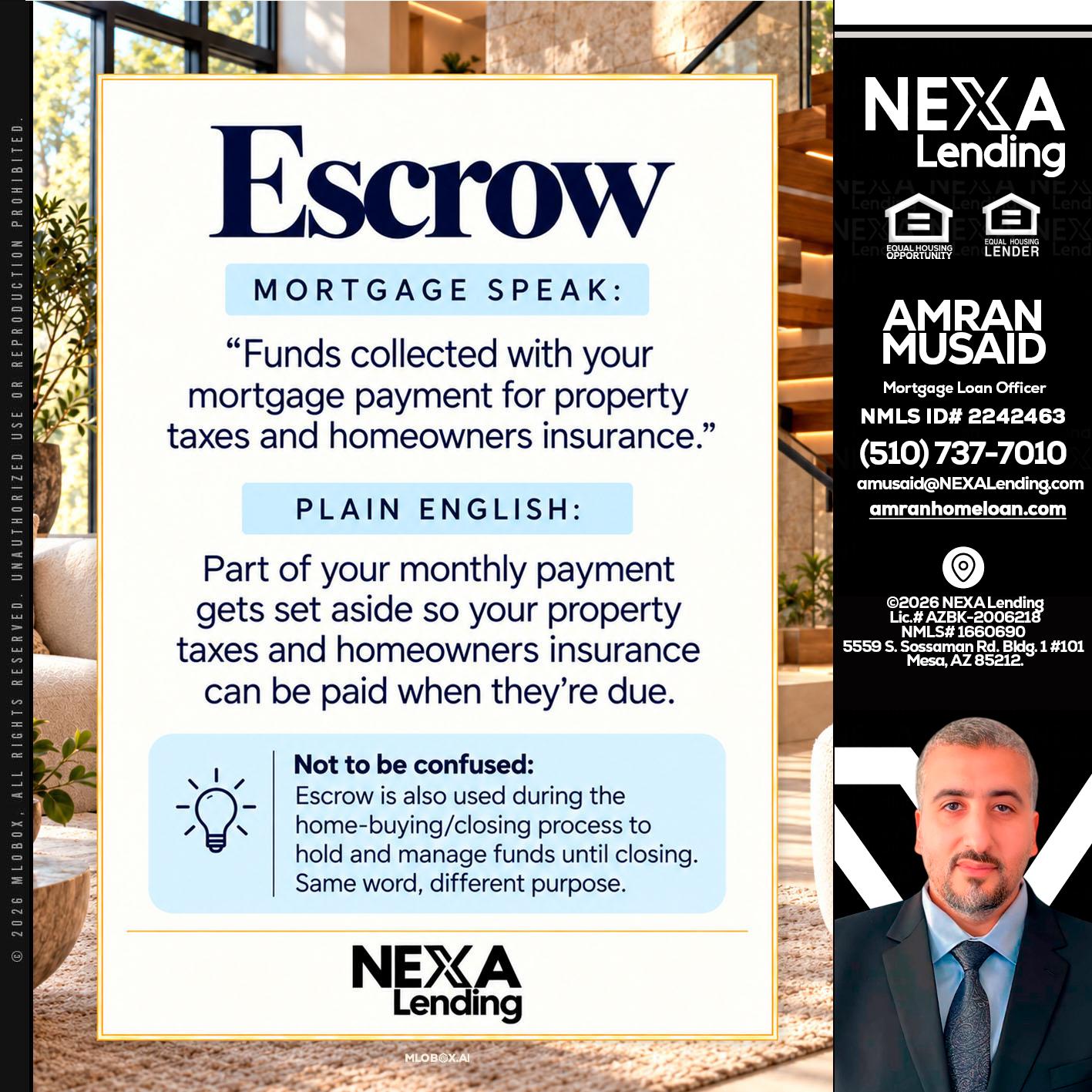 ESCROW - Amran Musaid -Mortgage Loan Officer