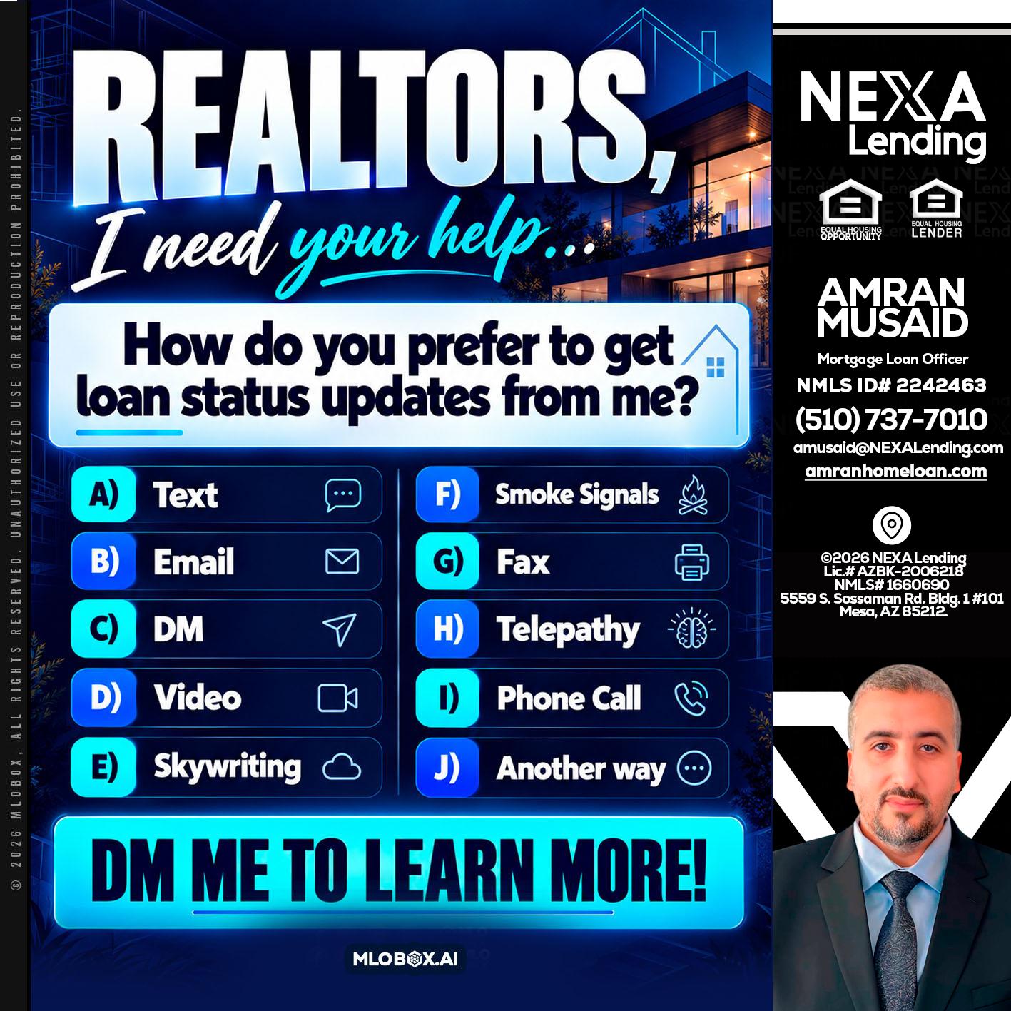 REALTORS - Amran Musaid -Mortgage Loan Officer